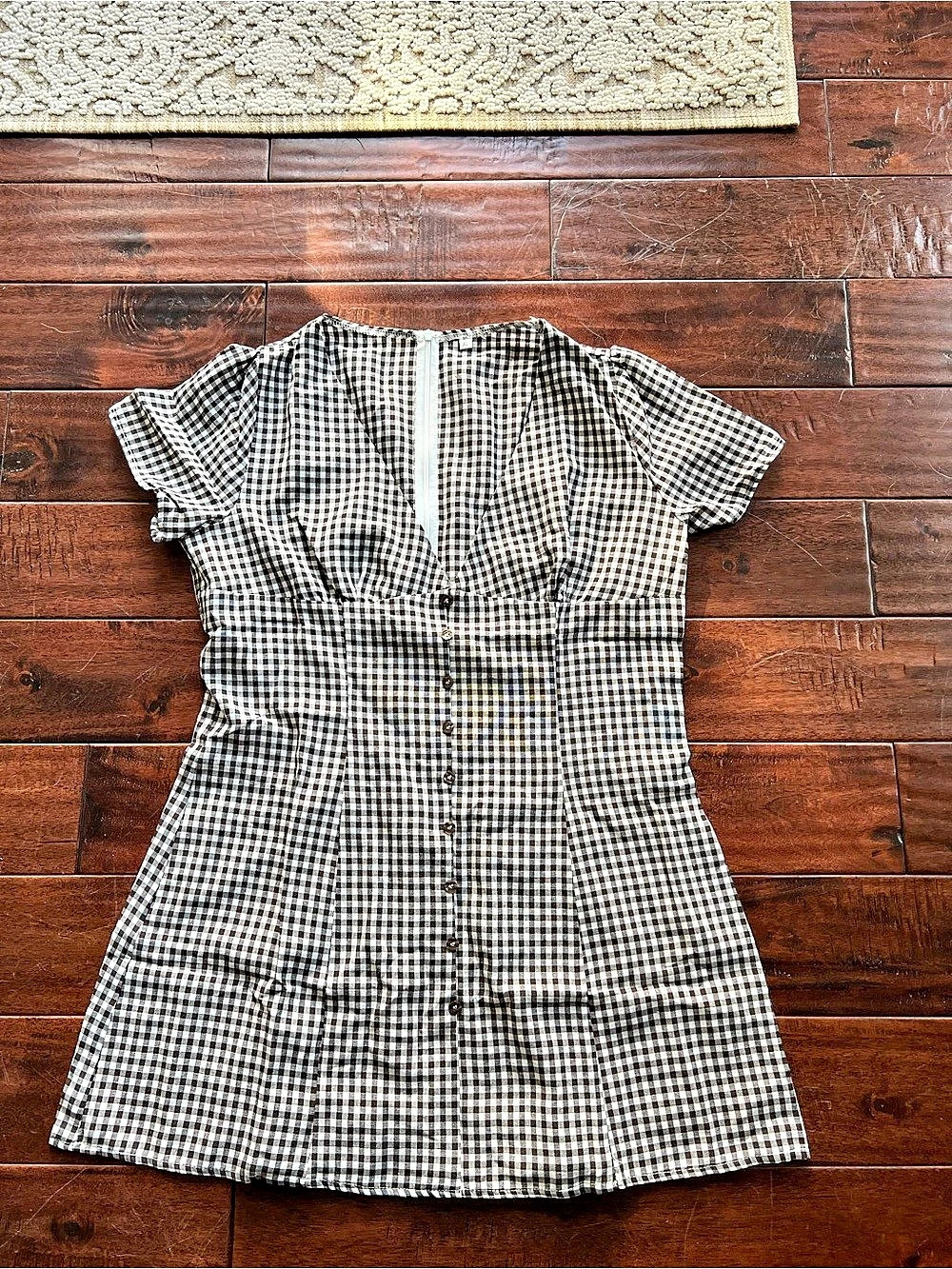 Gingham Button-Front Mini Dress Size XL Like New